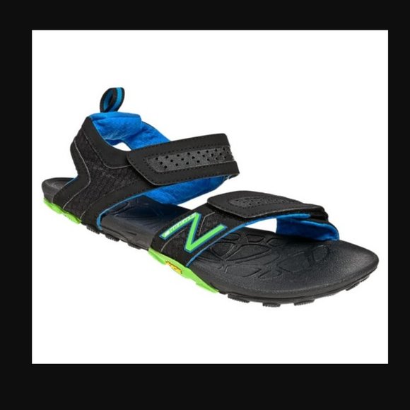 New Balance Minimus Vibram Sandal-Mens-Size 8-Black-Blue-Lightweigt-Beach-Travel - Picture 1 of 9